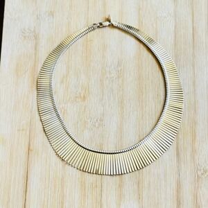 Dyadema Bronze Italy Cleopatra Style Collar Necklace Silver Chunky Statement 17"